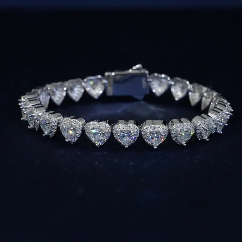 5MM Moissanite Heart Cut Tennis Bracelet sold by Ghetluxe