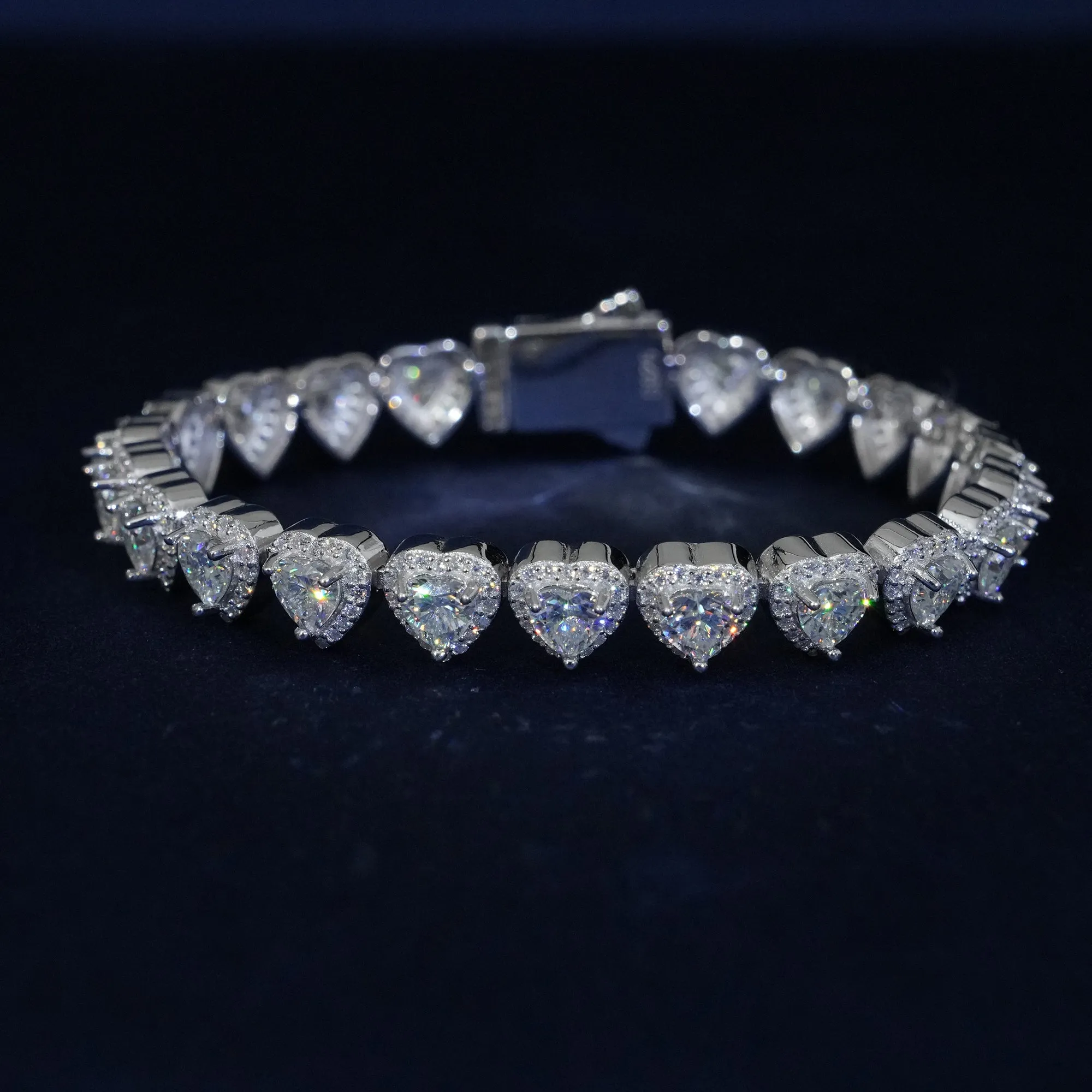 5MM Moissanite Heart Cut Tennis Bracelet sold by Ghetluxe