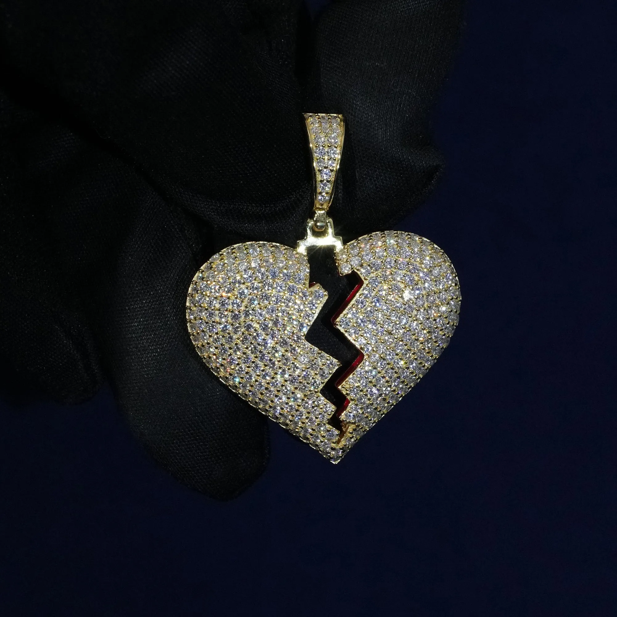 Moissanite Broken Heart Pendant Necklace sold by Ghetluxe