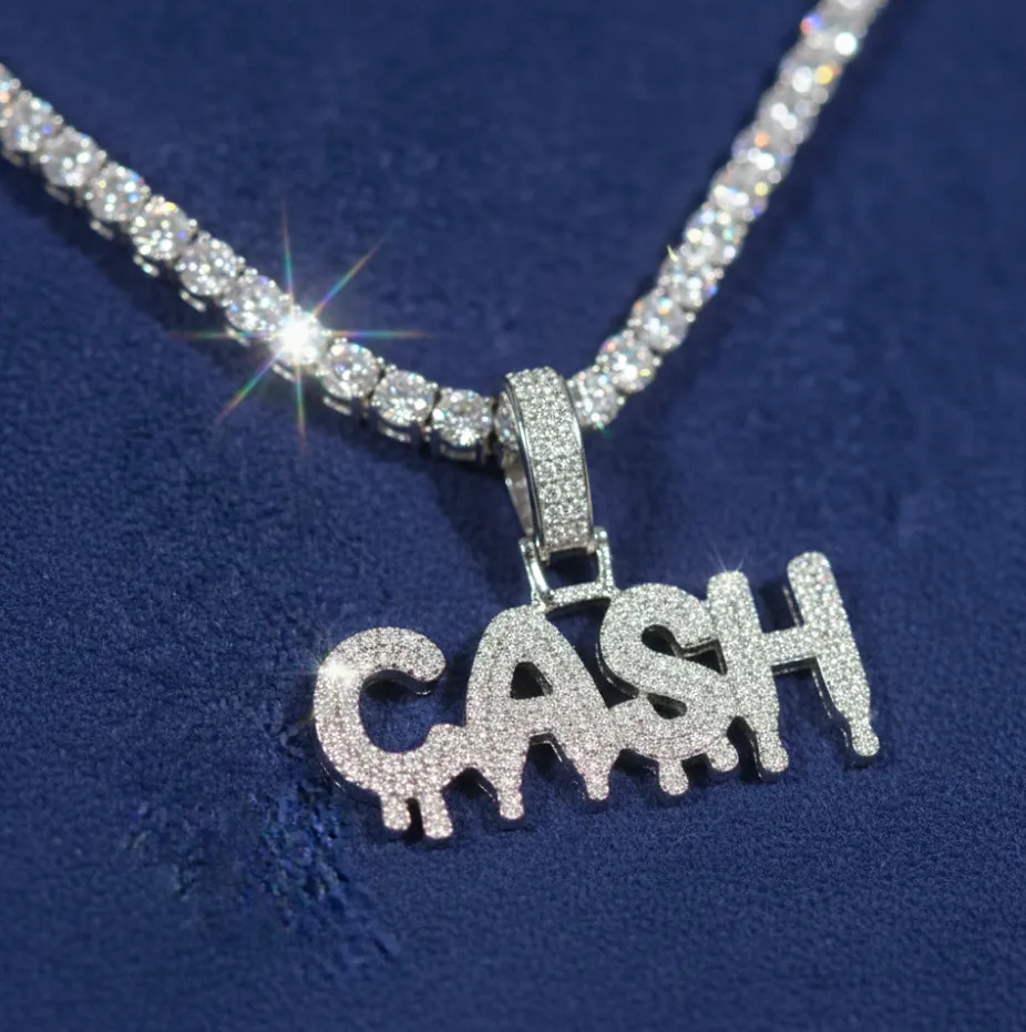 Moissanite Drip Bubble Font Custom Name Pendant sold by Ghetluxe product image thumbnail 2