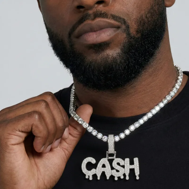 Moissanite Drip Bubble Font Custom Name Pendant sold by Ghetluxe