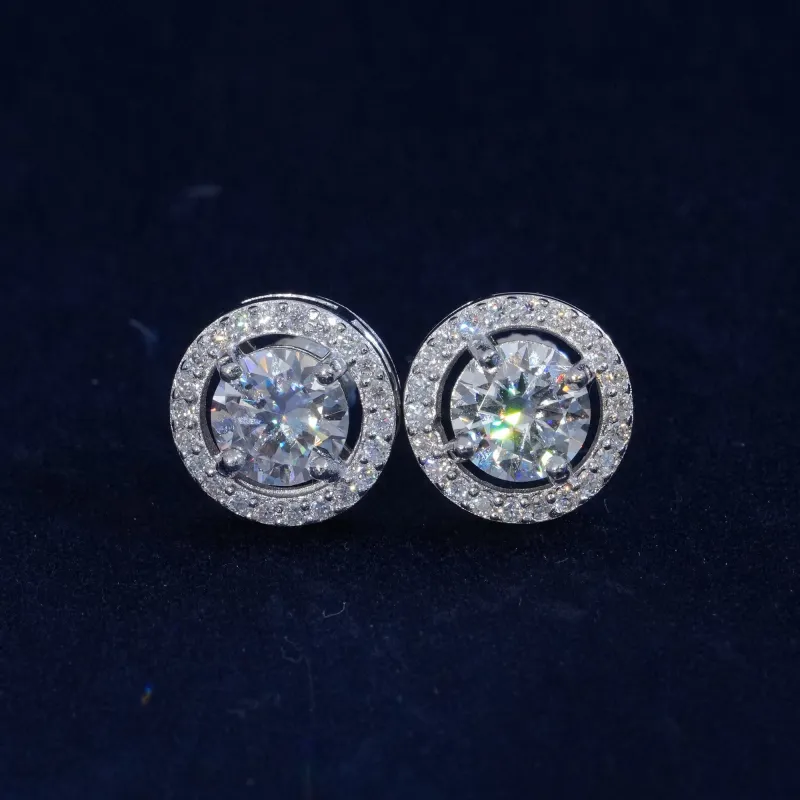 Moissanite Round Cut 925 Sterling Silver Earrings sold by Ghetluxe