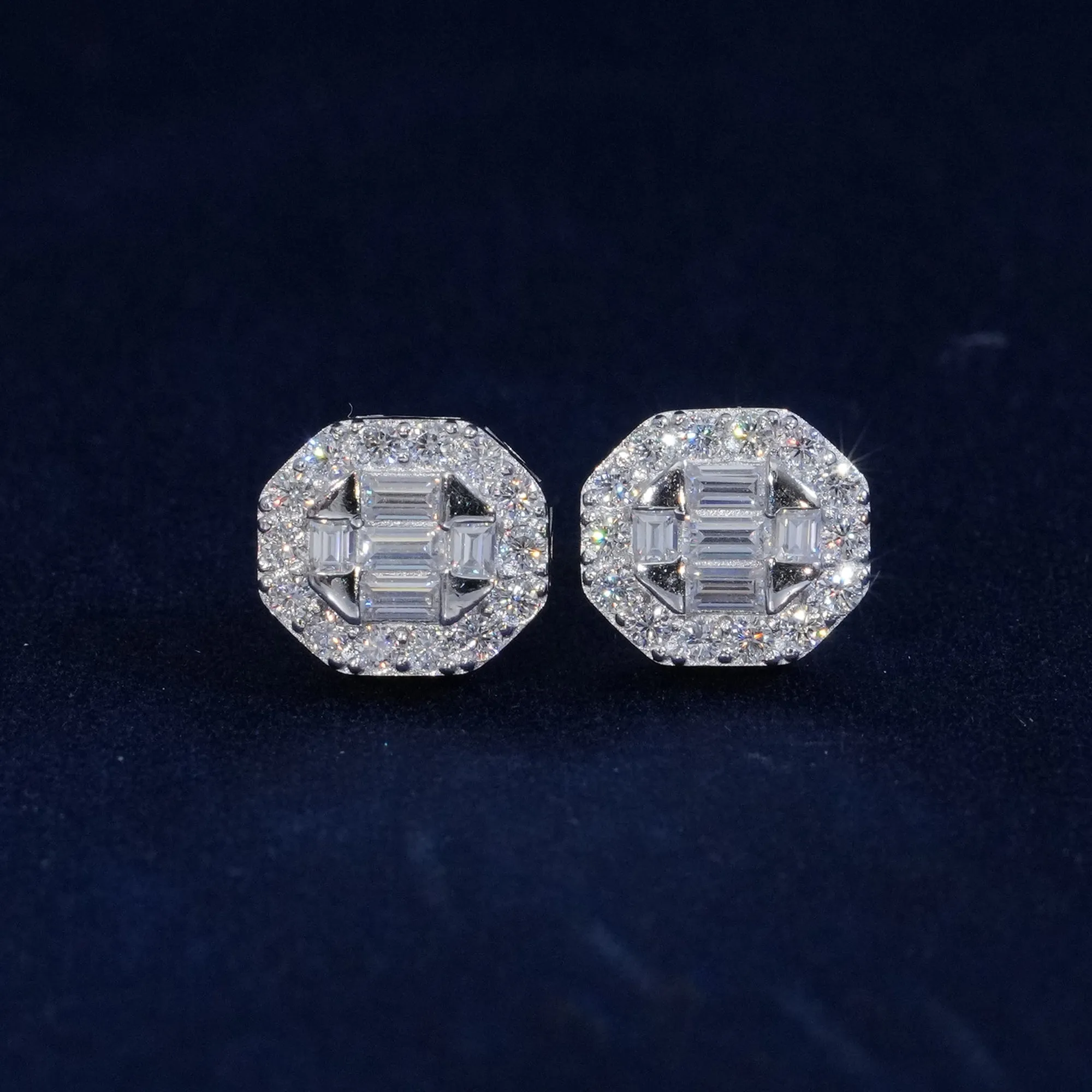 Moissanite Baguette Cut S925 Stud Earrings sold by Ghetluxe product image thumbnail 2