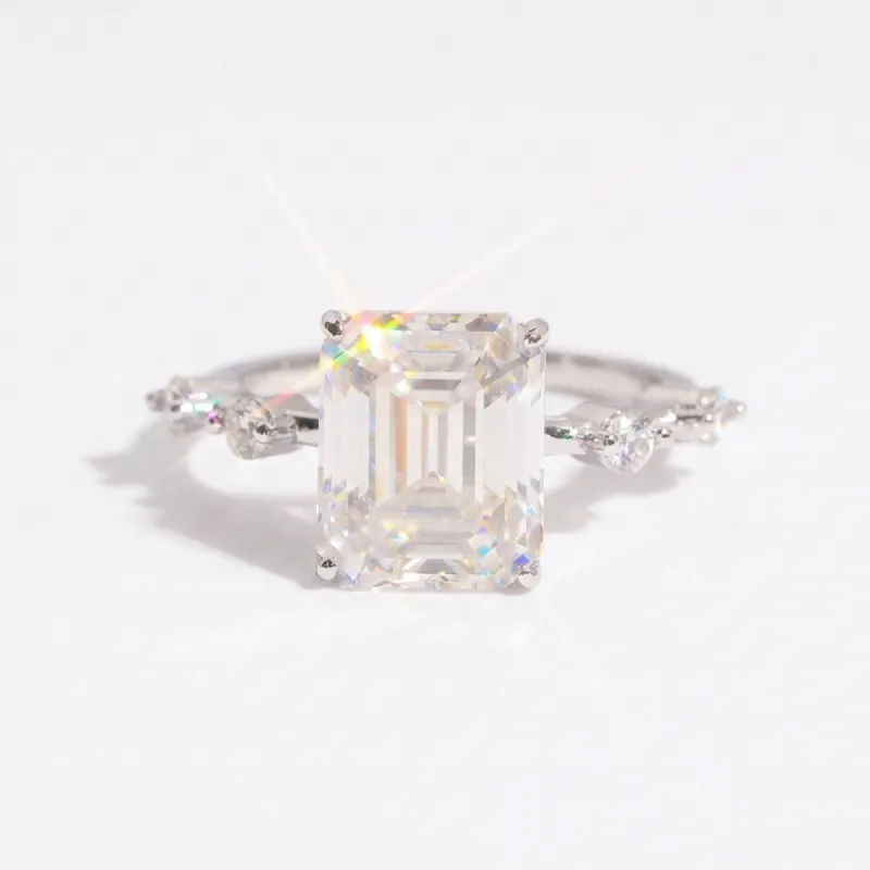 Eternal Emerald Cut Moissanite Engagement Ring made by Ghetluxe