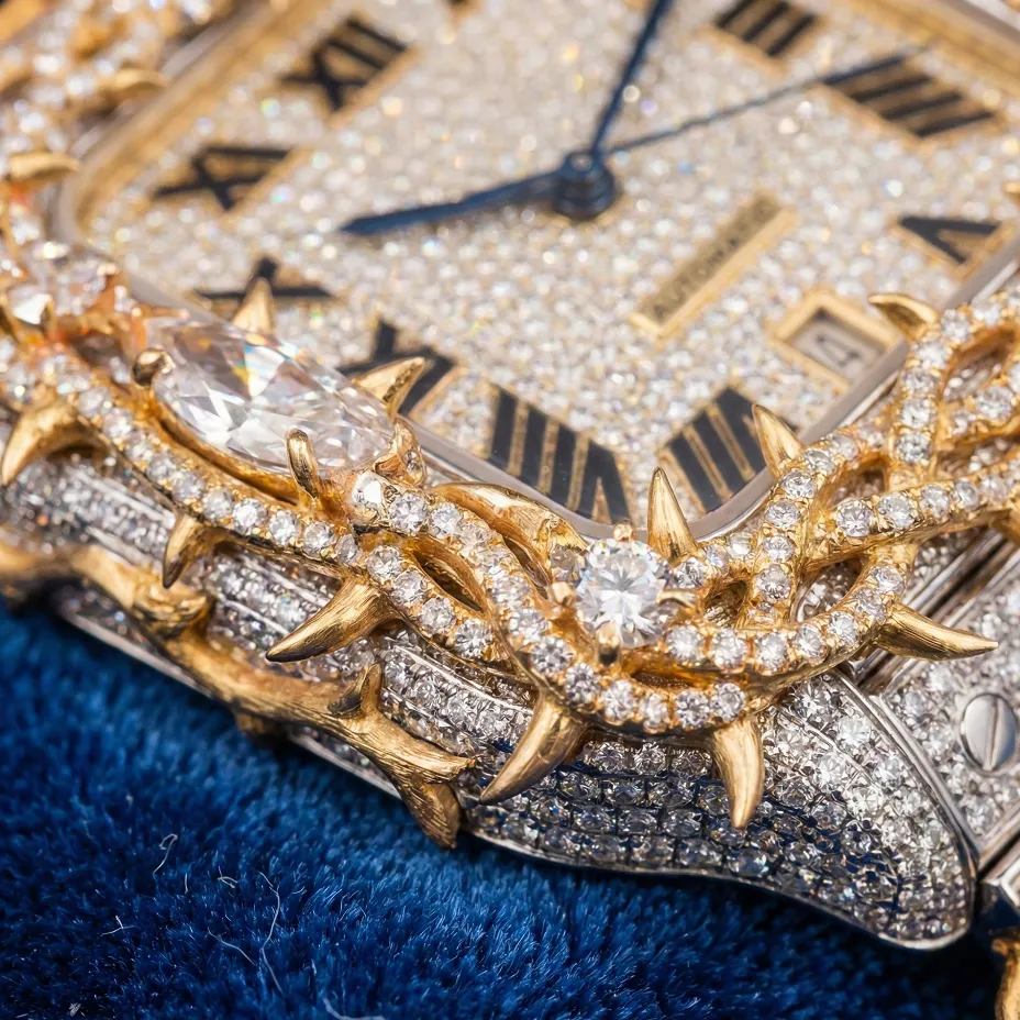 Moissanite Thorn Design Pavé Square Luxury Watch sold by Ghetluxe product image thumbnail 2