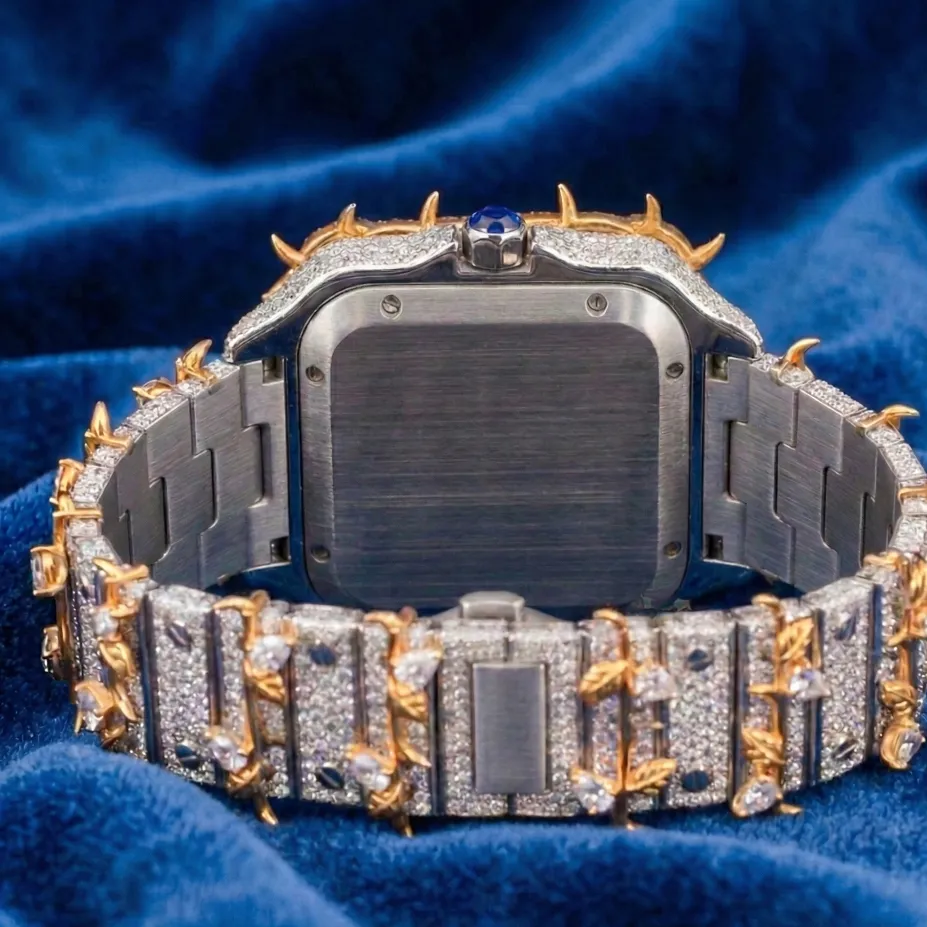 Moissanite Thorn Design Pavé Square Luxury Watch sold by Ghetluxe product image thumbnail 3