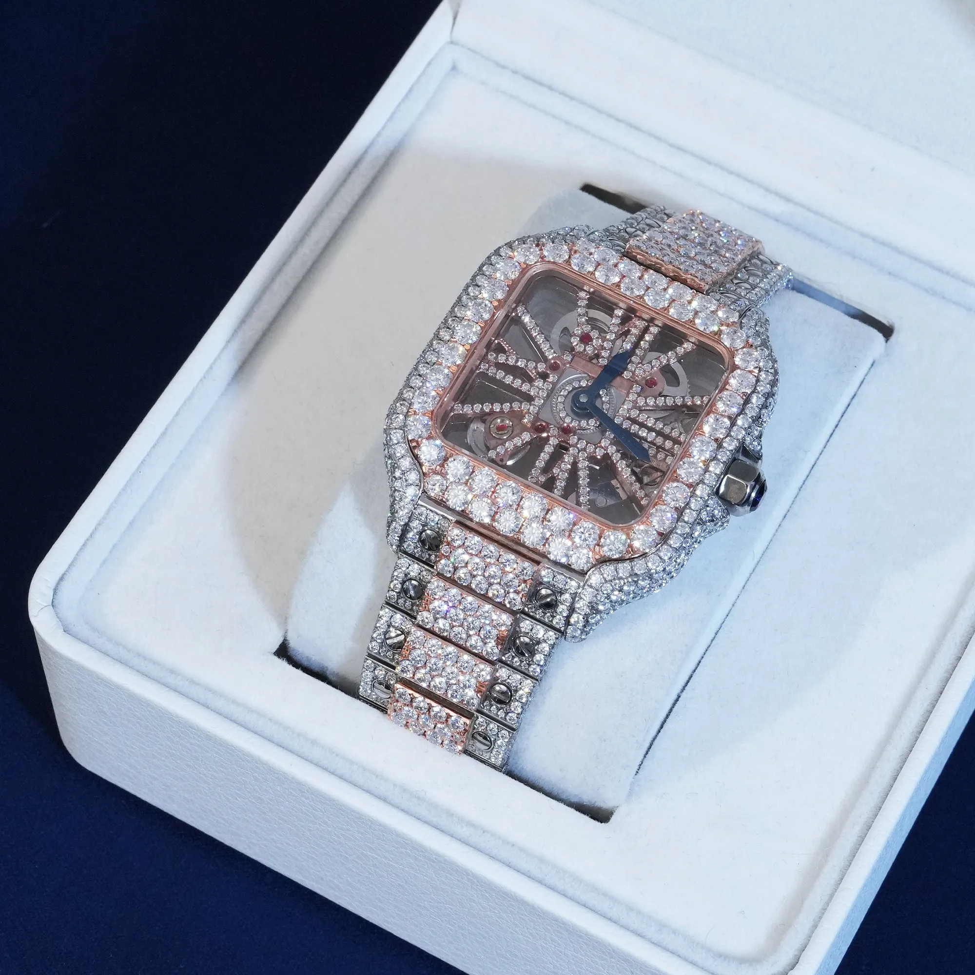 Moissanite Two-Tone Skeleton Mechanical Watch sold by Ghetluxe product image thumbnail 2