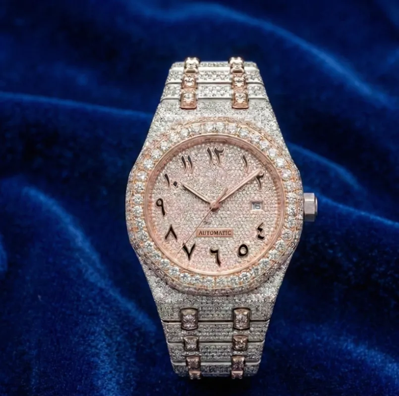 Moissanite Two-Tone Iced Out Luxury Wrist Watch sold by Ghetluxe