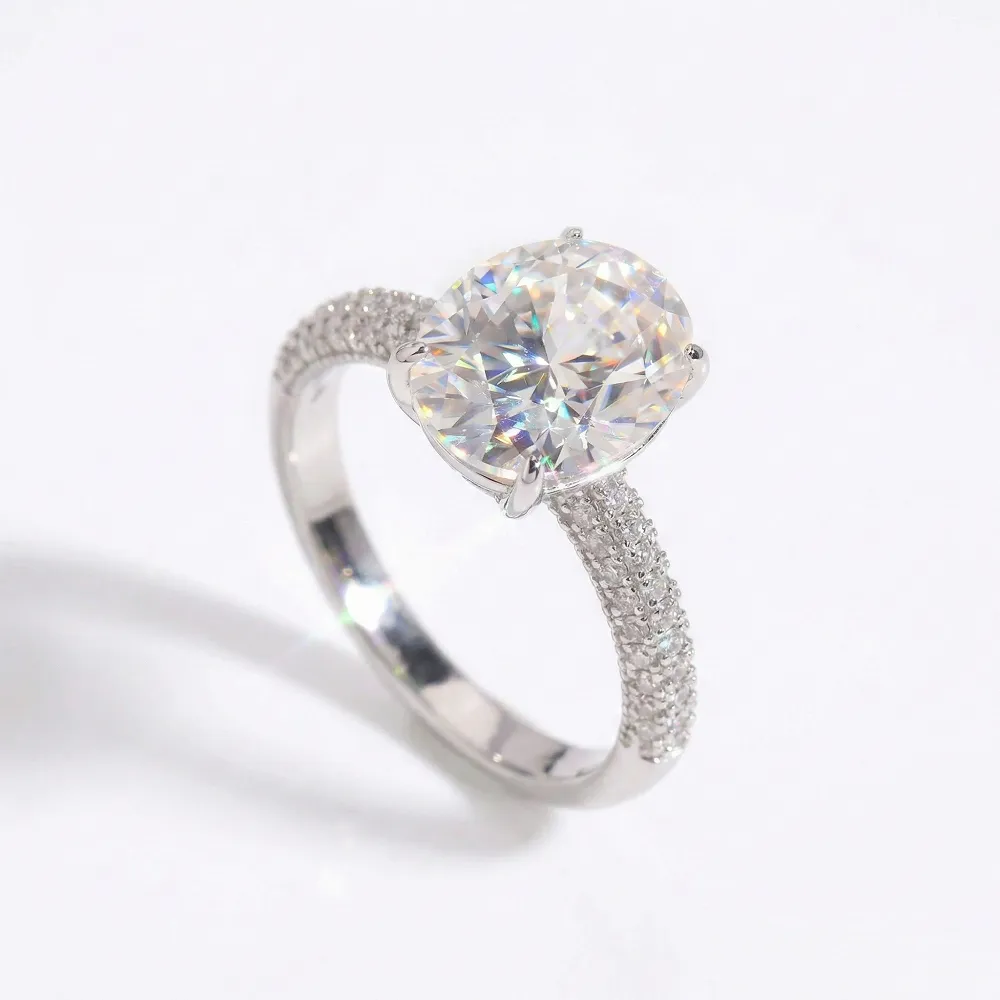 Oval Cut Moissanite Engagement Ring Micro-Pavé Band sold by Ghetluxe product image thumbnail 2