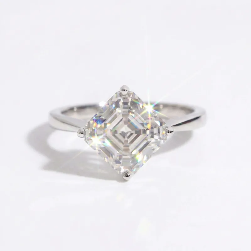 Asscher Cut Moissanite Engagement Ring made by Ghetluxe