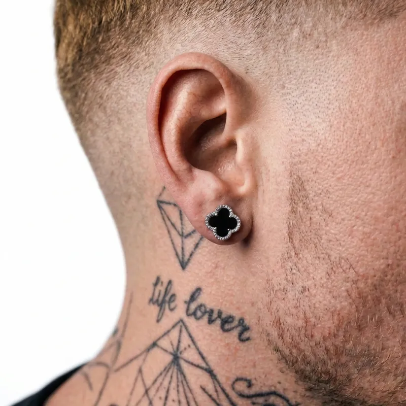 Iced Out Moissanite Clover Stud Earrings sold by Ghetluxe