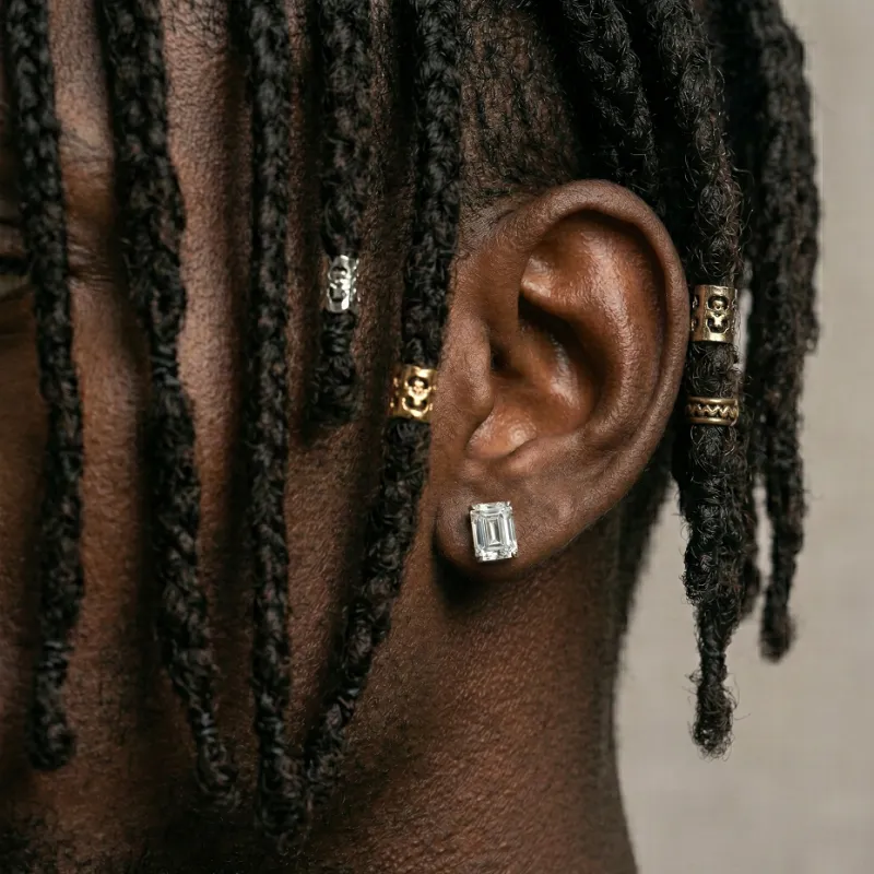 Classic Emerald Cut Moissanite Stud Earrings sold by Ghetluxe