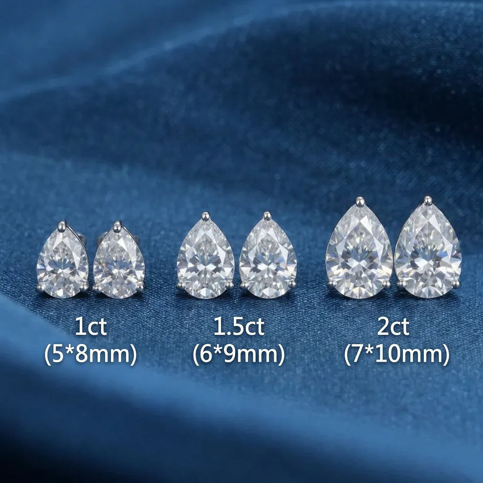 Classic Pear Cut Moissanite Stud Earrings sold by Ghetluxe product image thumbnail 2