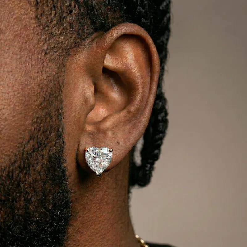 Classic Heart Cut Moissanite Stud Earrings sold by Ghetluxe