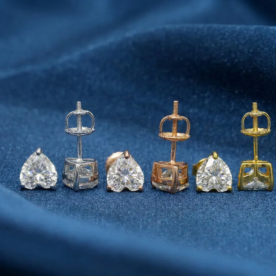 Classic Heart Cut Moissanite Stud Earrings sold by Ghetluxe product image thumbnail 2