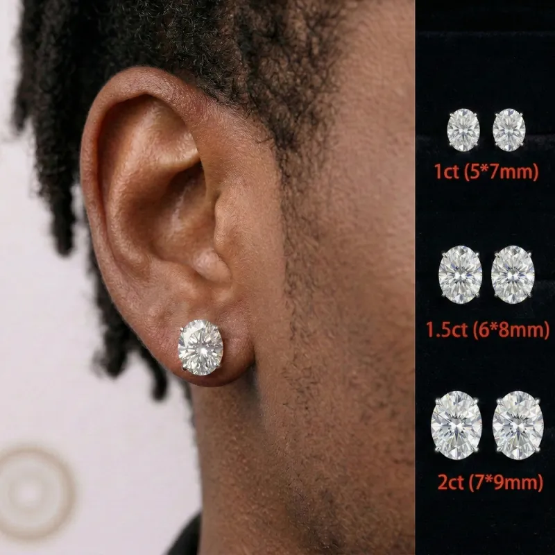 Oval Cut Moissanite Classic Four Prong Stud Earring sold by Ghetluxe