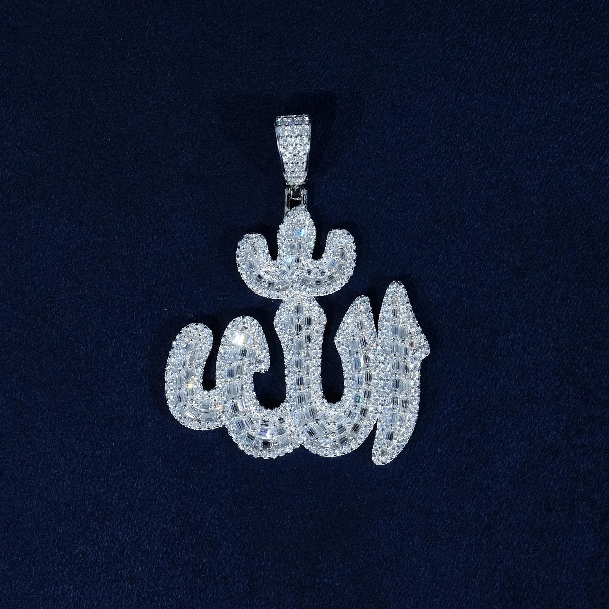 Baguette Moissanite Iced Allah Pendant S925 sold by Ghetluxe product image thumbnail 2