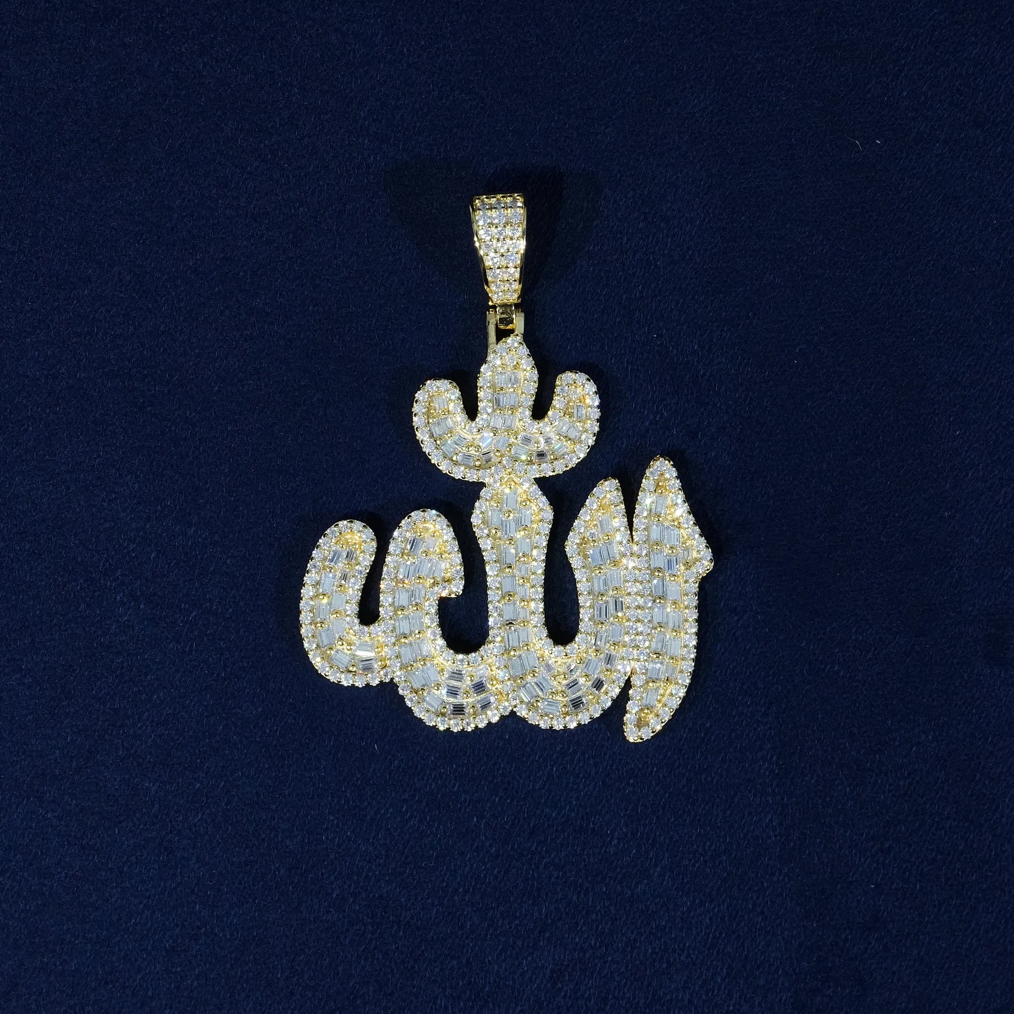 Baguette Moissanite Iced Allah Pendant S925 sold by Ghetluxe product image thumbnail 3