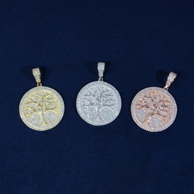 Moissanite Iced Life Tree Pendant 925 Sterling Silver made by Ghetluxe