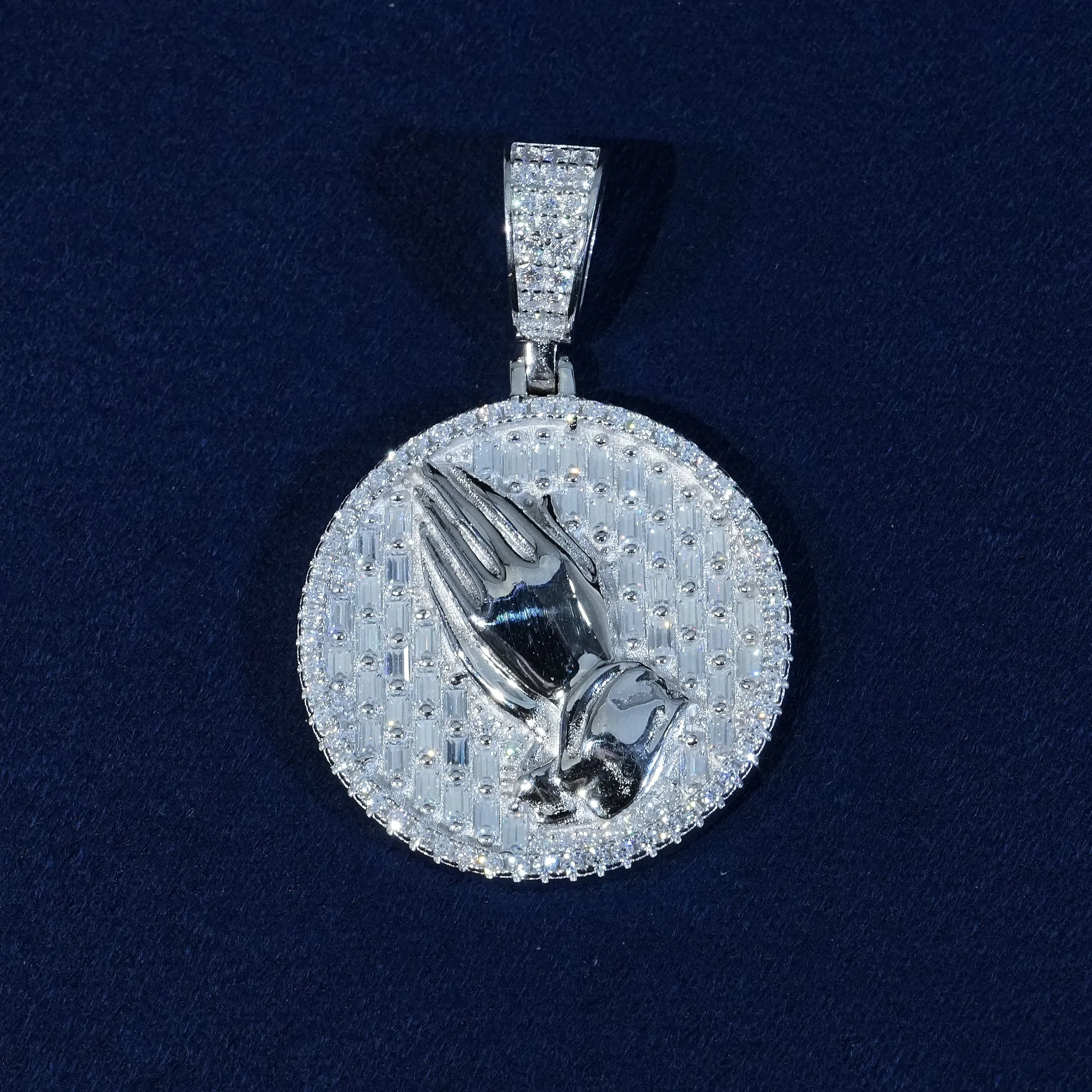 Baguette Moissanite Praying Hands Pendant S925 sold by Ghetluxe product image thumbnail 2