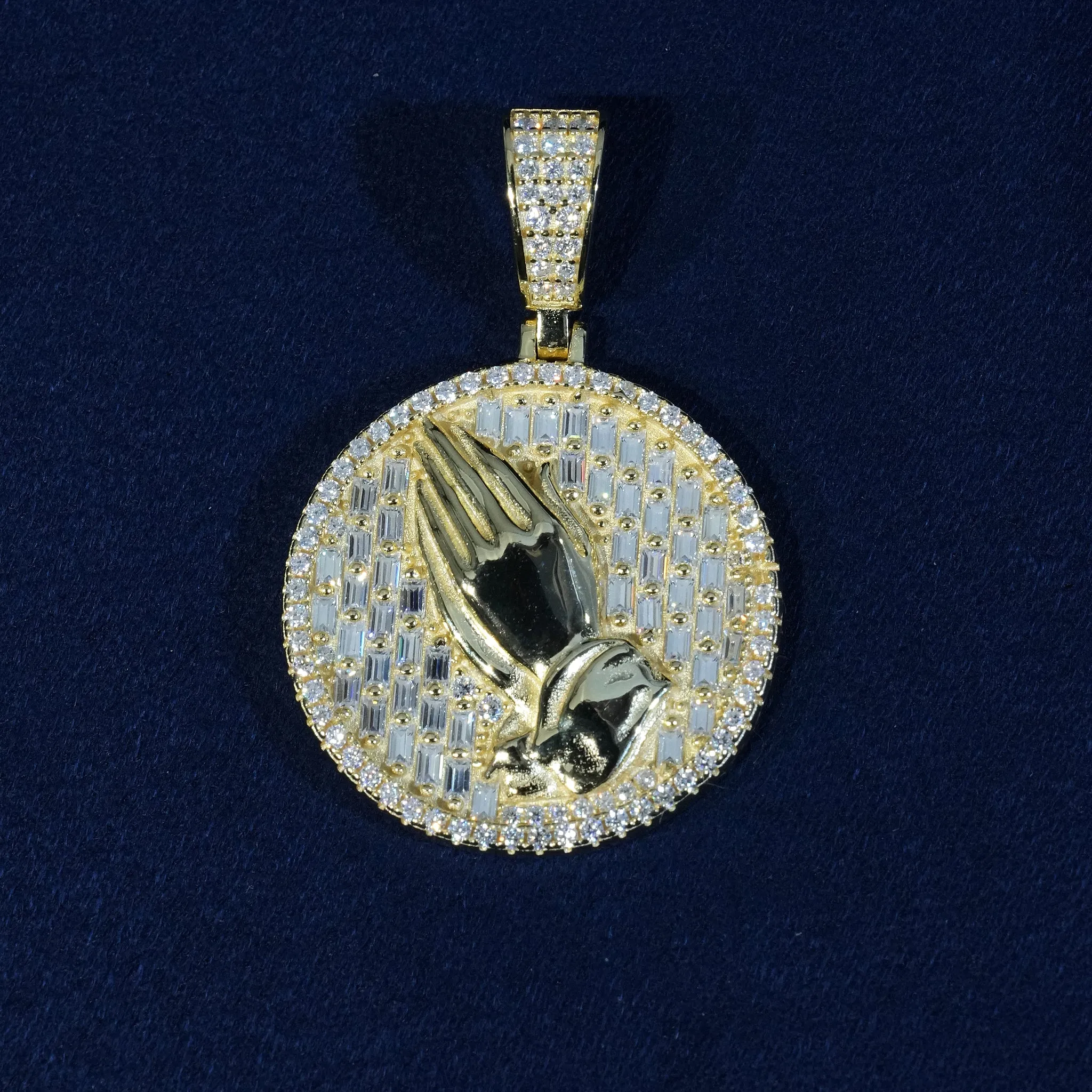 Baguette Moissanite Praying Hands Pendant S925 sold by Ghetluxe product image thumbnail 3