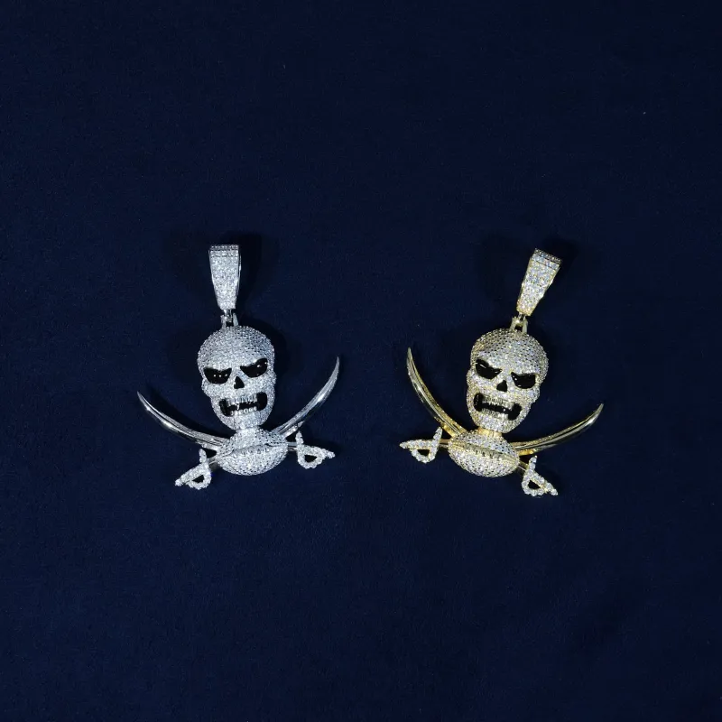 Moissanite S925 Iced Out Skull Head Pendant made by Ghetluxe