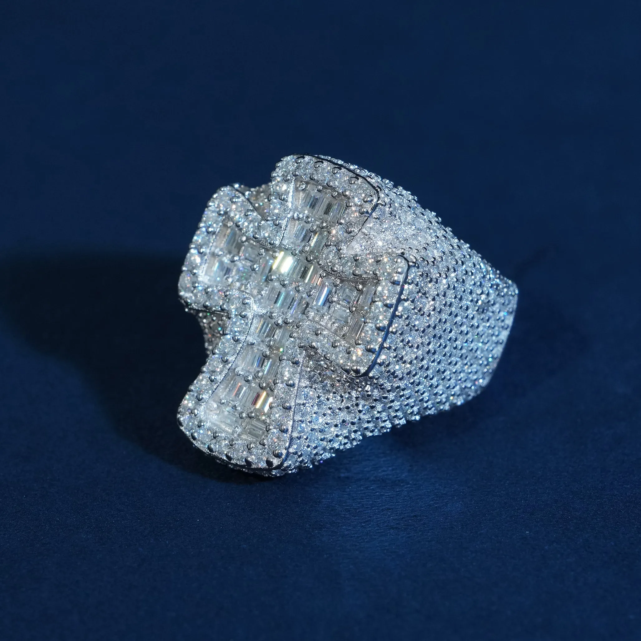 Iced Out Baguette Cross Moissanite Ring 925 Sterling Silver sold by Ghetluxe product image thumbnail 2