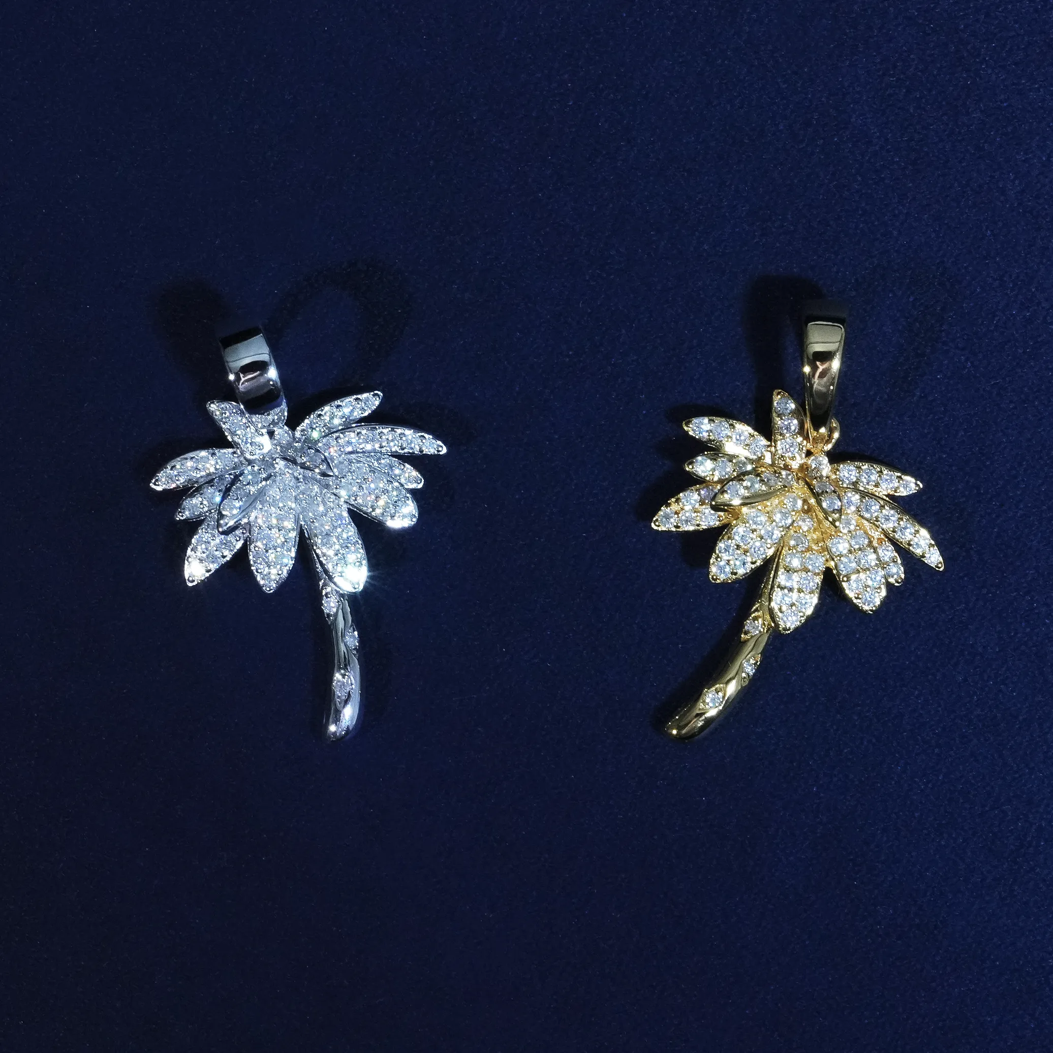 Luxury Iced Palm Tree Moissanite Pendant S925 sold by Ghetluxe