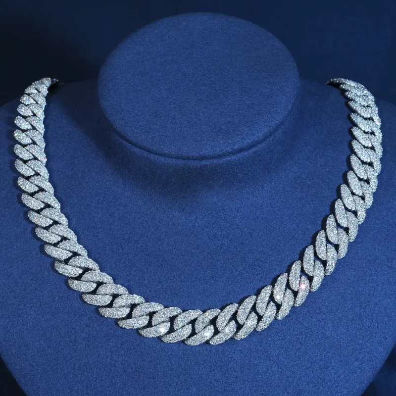 12MM Moissanite Full Pavé Cuban Link Chain S925 made by Ghetluxe