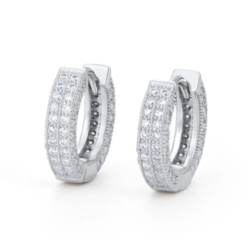 Moissanite Iced Huggie Hoop Earrings sold by Ghetluxe