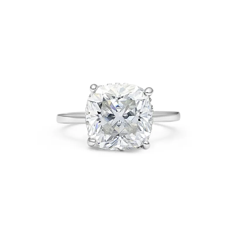 Hidden Halo Cushion Cut Moissanite Ring sold by Ghetluxe