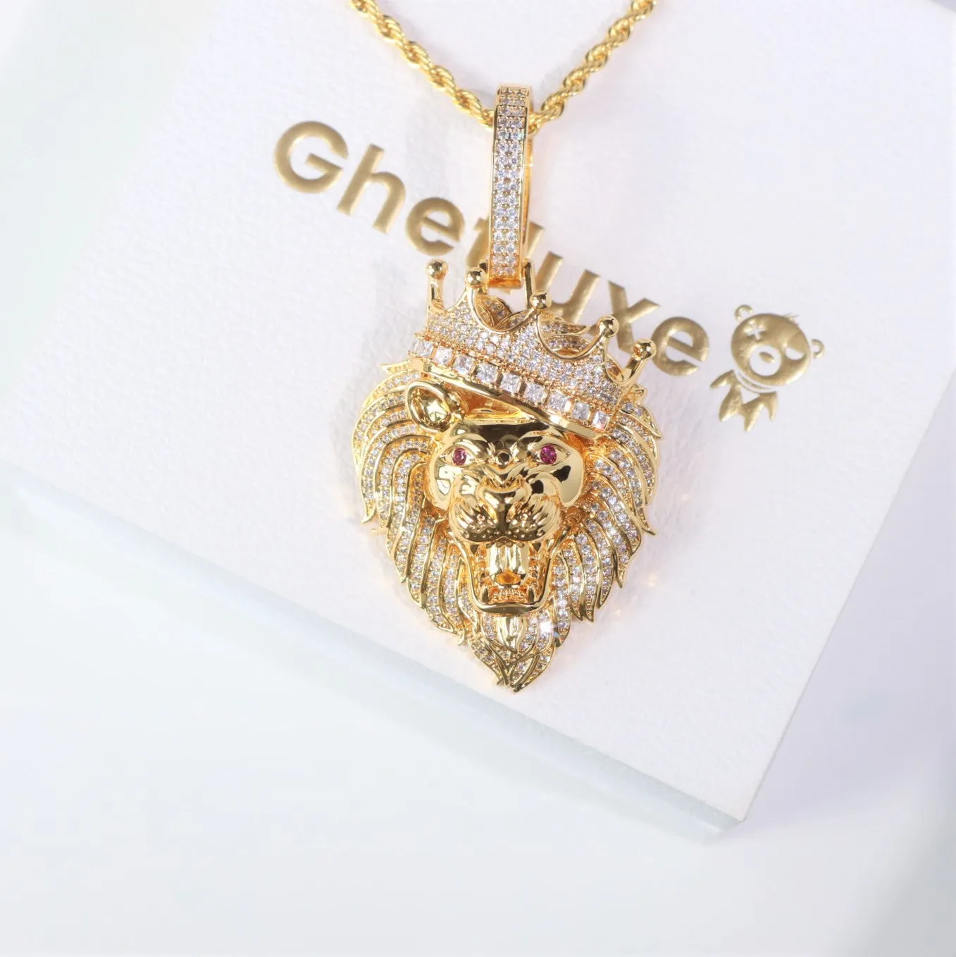Iced Crown Lion Pendant sold by Ghetluxe product image thumbnail 2