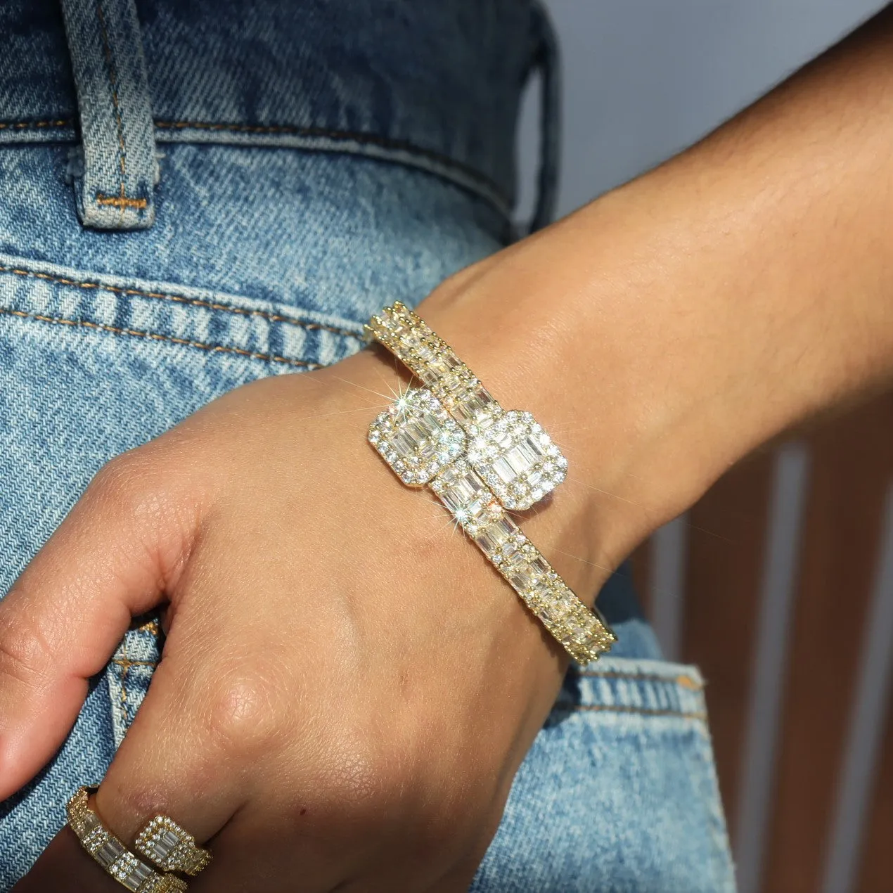 Baguette Bangle Bracelet sold by Ghetluxe product image thumbnail 4