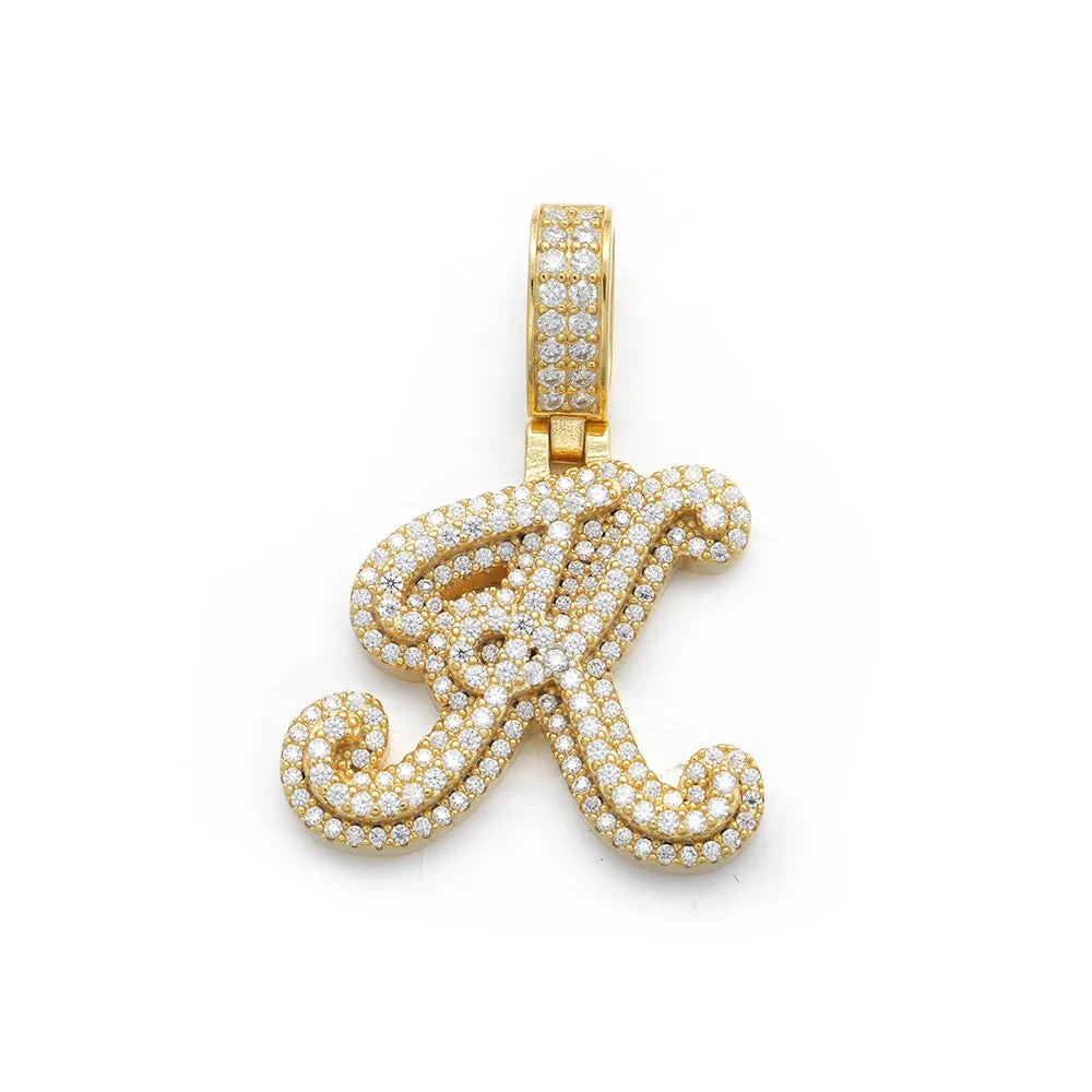 Diamond Script Initial Pendant sold by Ghetluxe