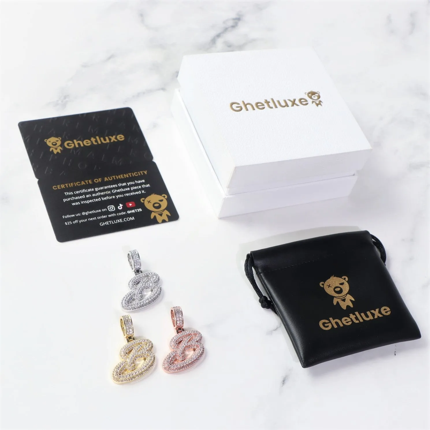 Diamond Script Initial Pendant sold by Ghetluxe product image thumbnail 5