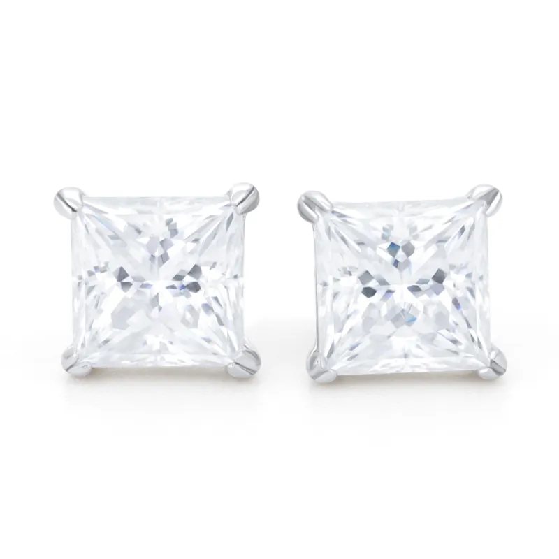 Princess Cut Moissanite Stud Earrings sold by Ghetluxe