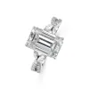 Luxe Willow Emerald Cut Moissanite Ring in Sterling Silver sold by Ghetluxe