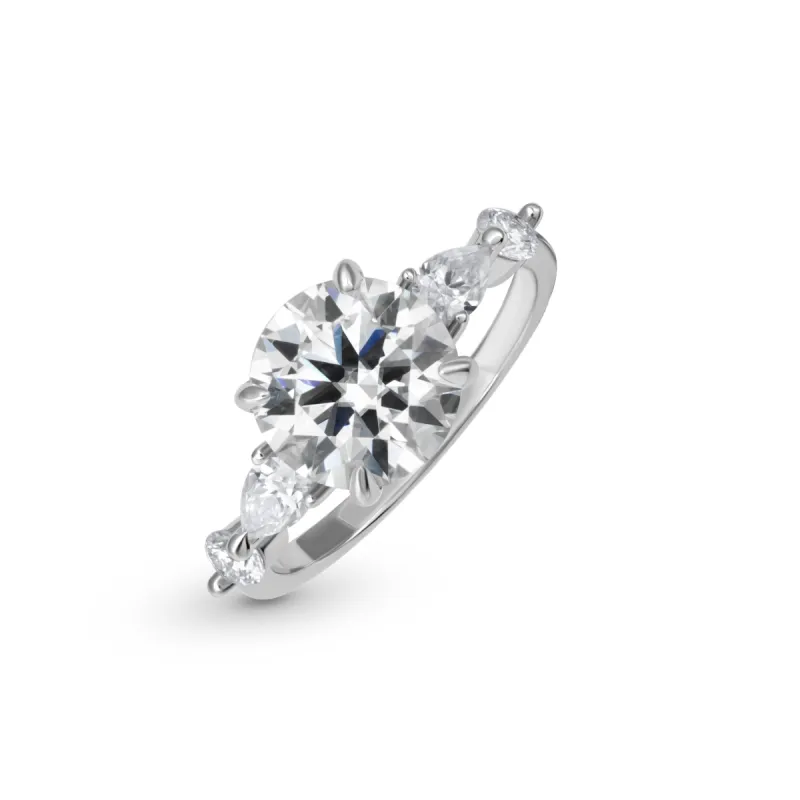 Luxe Tria Round Cut Moissanite Ring sold by Ghetluxe