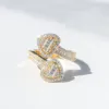 Baguette Moissanite Heart Cuff Ring sold by Ghetluxe