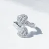 Baguette Moissanite Heart Cuff Ring sold by Ghetluxe