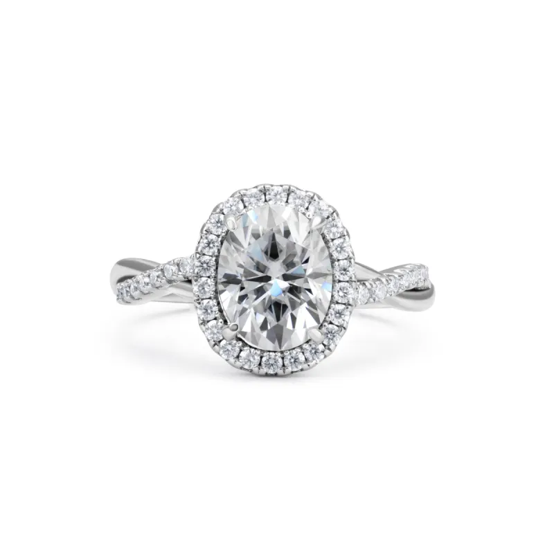 Twisted Vine Halo Oval Cut Moissanite Ring sold by Ghetluxe