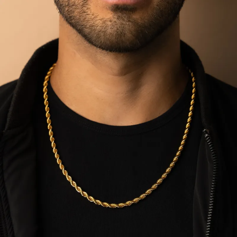 5mm Rope Chain in Gold sold by Ghetluxe