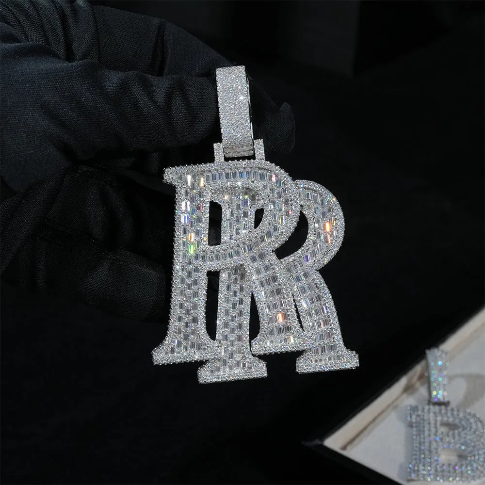 Large Baguette RR Pendant Moissanite S925 sold by Ghetluxe