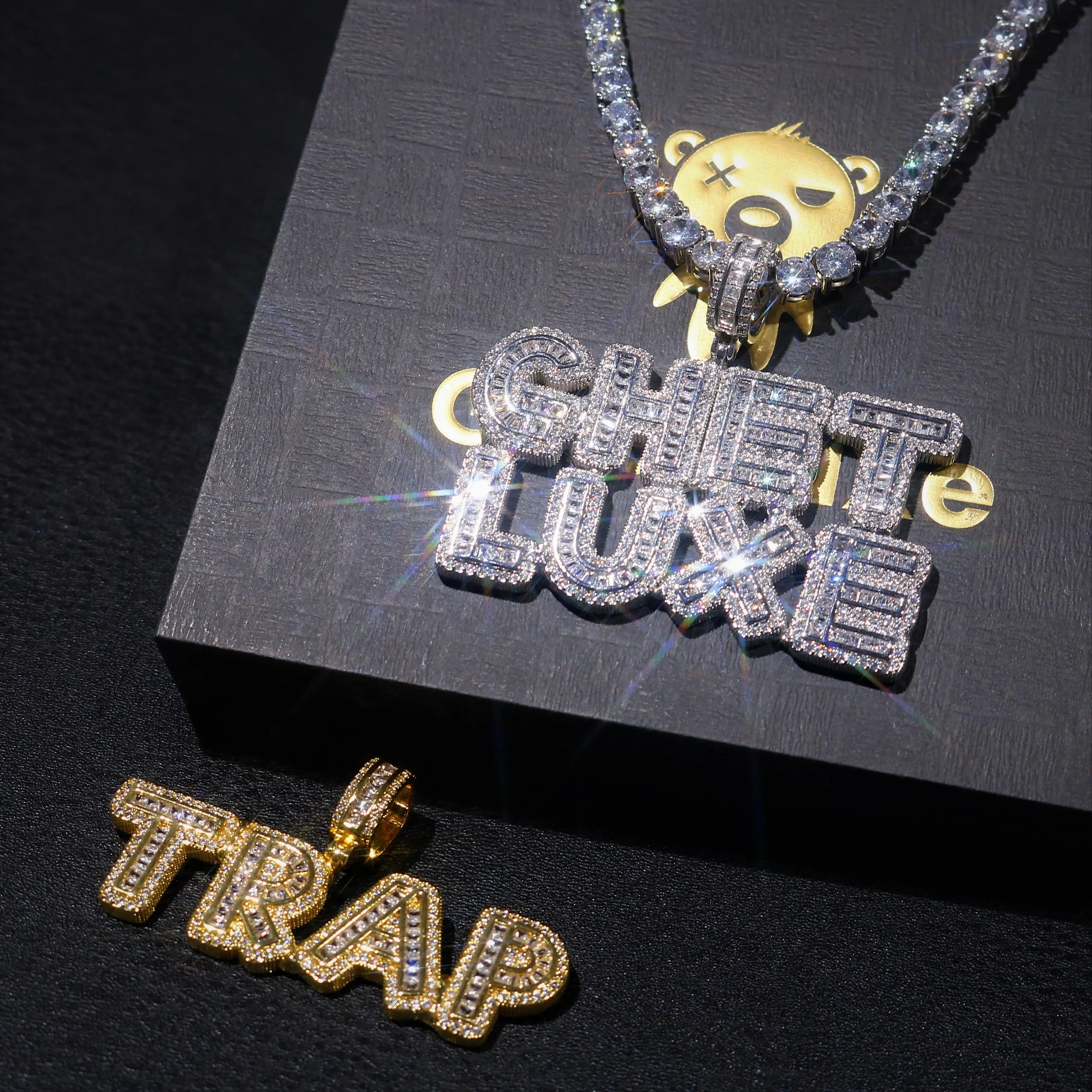 Women's Small Baguette Custom Name Pendant Necklace sold by Ghetluxe product image thumbnail 3