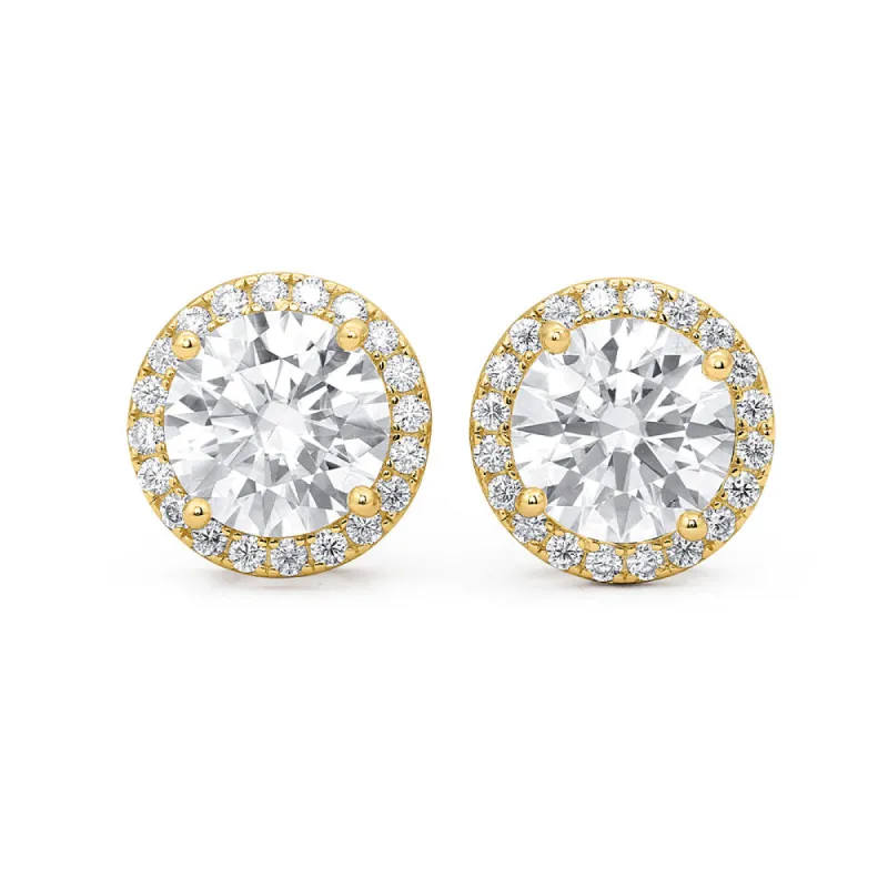 Round Cut Halo Stud Earrings sold by Ghetluxe