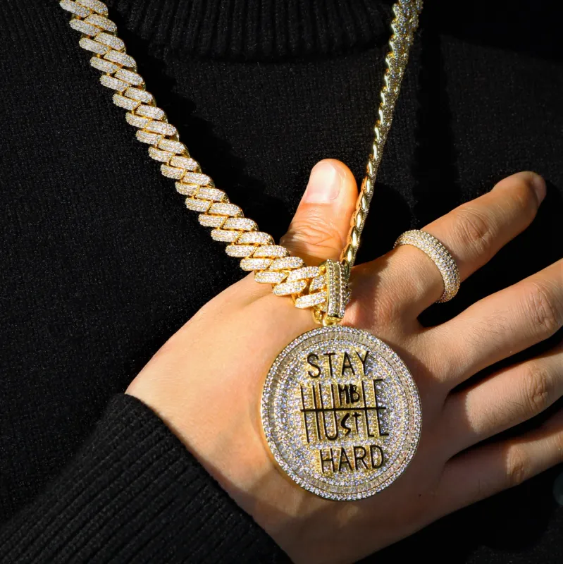 Stay Humble Hustle Hard Iced Pendant made by Ghetluxe