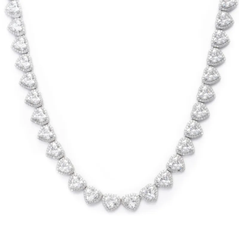 Women's Heart Cut Cluster Tennis Necklace White Gold sold by Ghetluxe