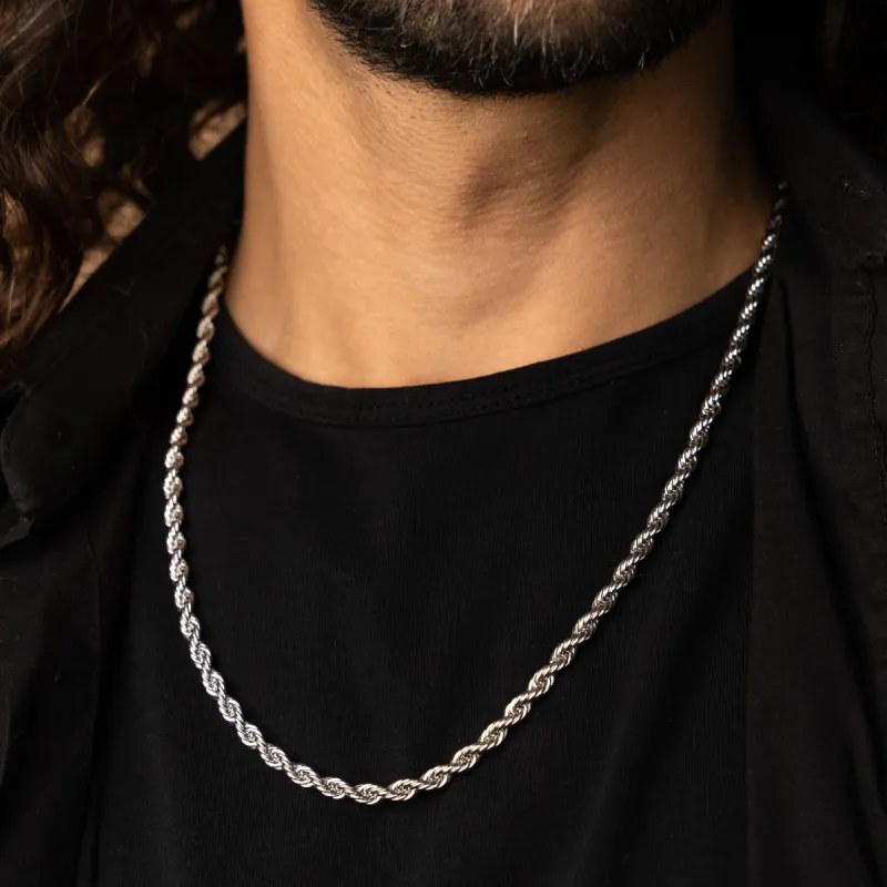 5mm Rope Chain in White Gold sold by Ghetluxe