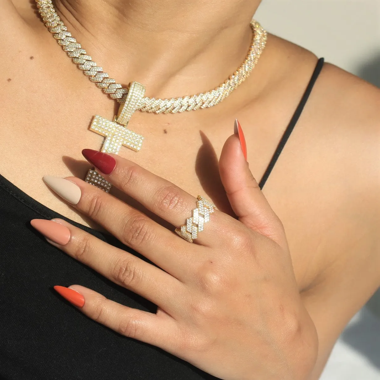 Women's Moissanite Prong Cuban Ring sold by Ghetluxe product image thumbnail 4