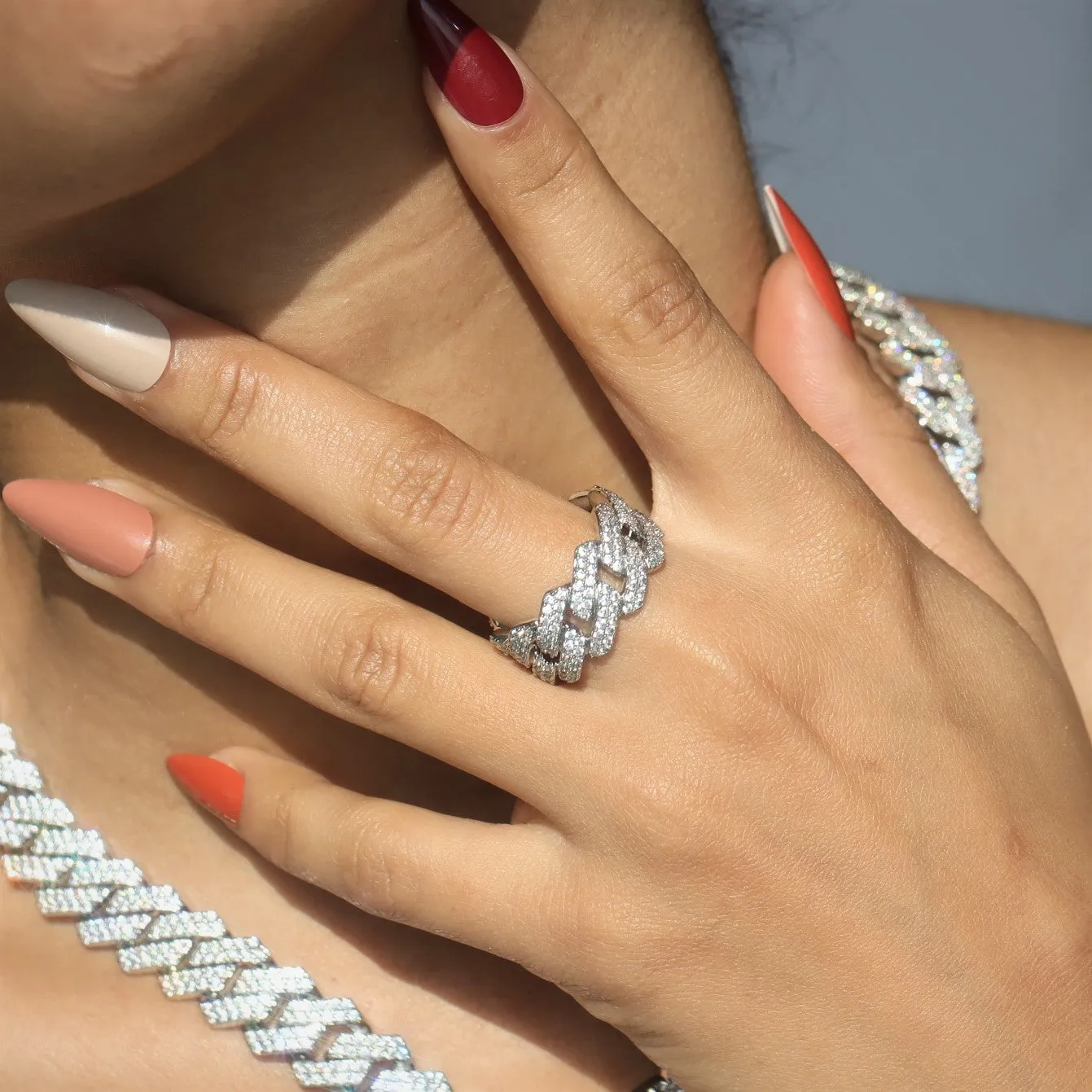 Women's Moissanite Prong Cuban Ring sold by Ghetluxe product image thumbnail 5